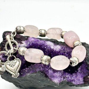 Brighton Blaire Heart Dreamscape Pink Gem Bracelet 7-7.5” Rare